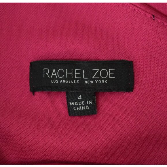 RACHEL ZOE DARK PINK SATIN RUCHED ONE SHOULDER MIDI DRESS - Picture 6 of 7